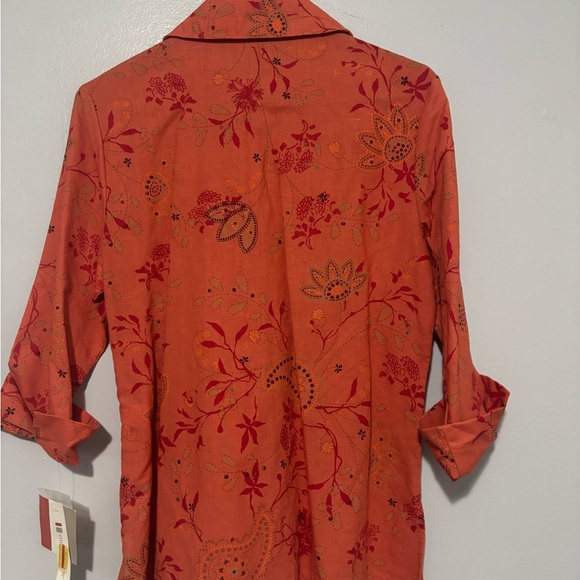 Coldwater Creek Red Floral Button-Down Shirt - Picture 4 of 4